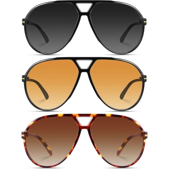 Oversized Retro Aviator Sunglasses Unisex Classic 70s Trendy Vintage Style main image 6